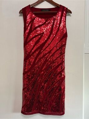 Lavena Red Sequin Sleeveless Cocktail Dress Size 8